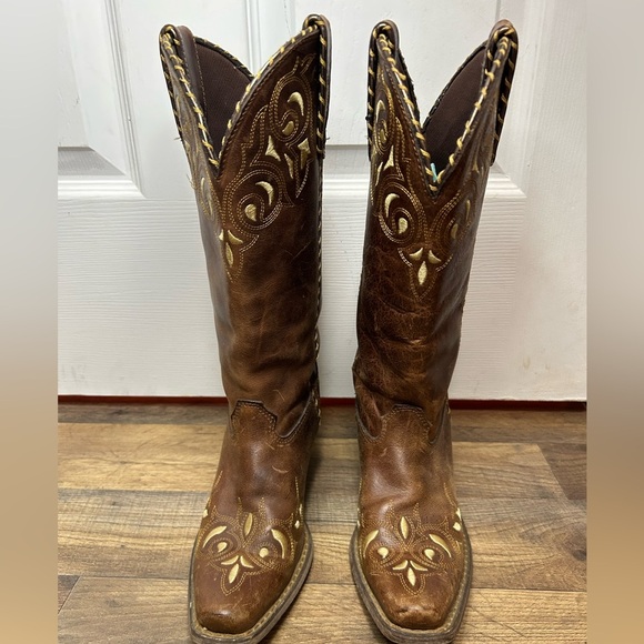 Durango Brown and Gold Ankle Boots